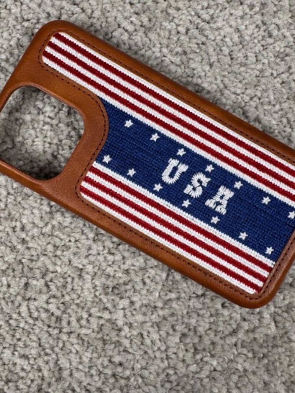 Americana Lines JS Kraftsman & Sons iPhone Pro Max 15 Embroided Leather Case
